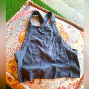 Grey Ribbed Halter Tank Top!
